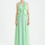 Chiffon Evening Dress with Neck Straps and Waist Detail - 26151C