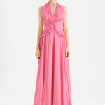 Chiffon Evening Dress with Neck Straps and Waist Detail - 26151C