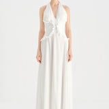 Chiffon Evening Dress with Neck Straps and Waist Detail - 26151C