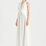 Chiffon Evening Dress with Neck Straps and Waist Detail - 26151C