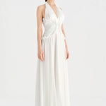 Chiffon Evening Dress with Neck Straps and Waist Detail - 26151C