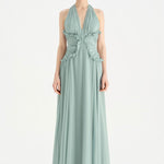 Chiffon Evening Dress with Neck Straps and Waist Detail - 26151C