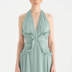 Chiffon Evening Dress with Neck Straps and Waist Detail - 26151C
