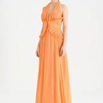 Chiffon Evening Dress with Neck Straps and Waist Detail - 26151C