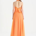 Chiffon Evening Dress with Neck Straps and Waist Detail - 26151C