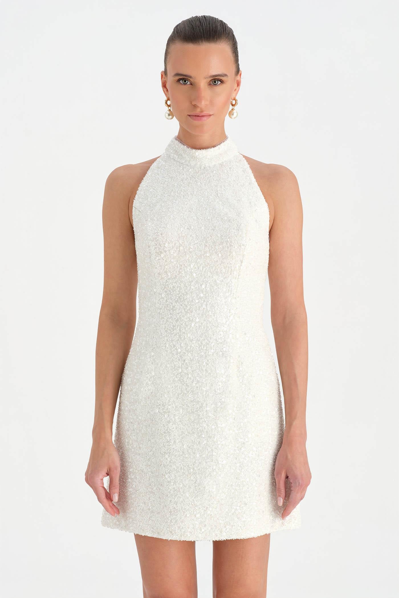 Halter Yaka Mini Abiye Elbise - 26061C