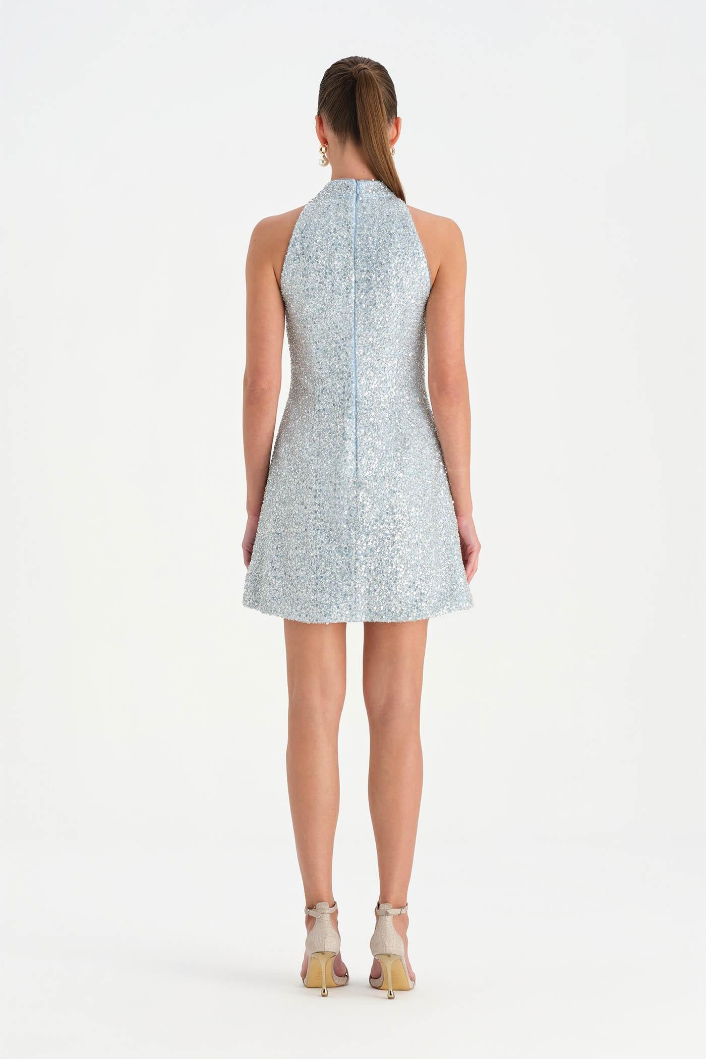 Halter Yaka Mini Abiye Elbise - 26061C