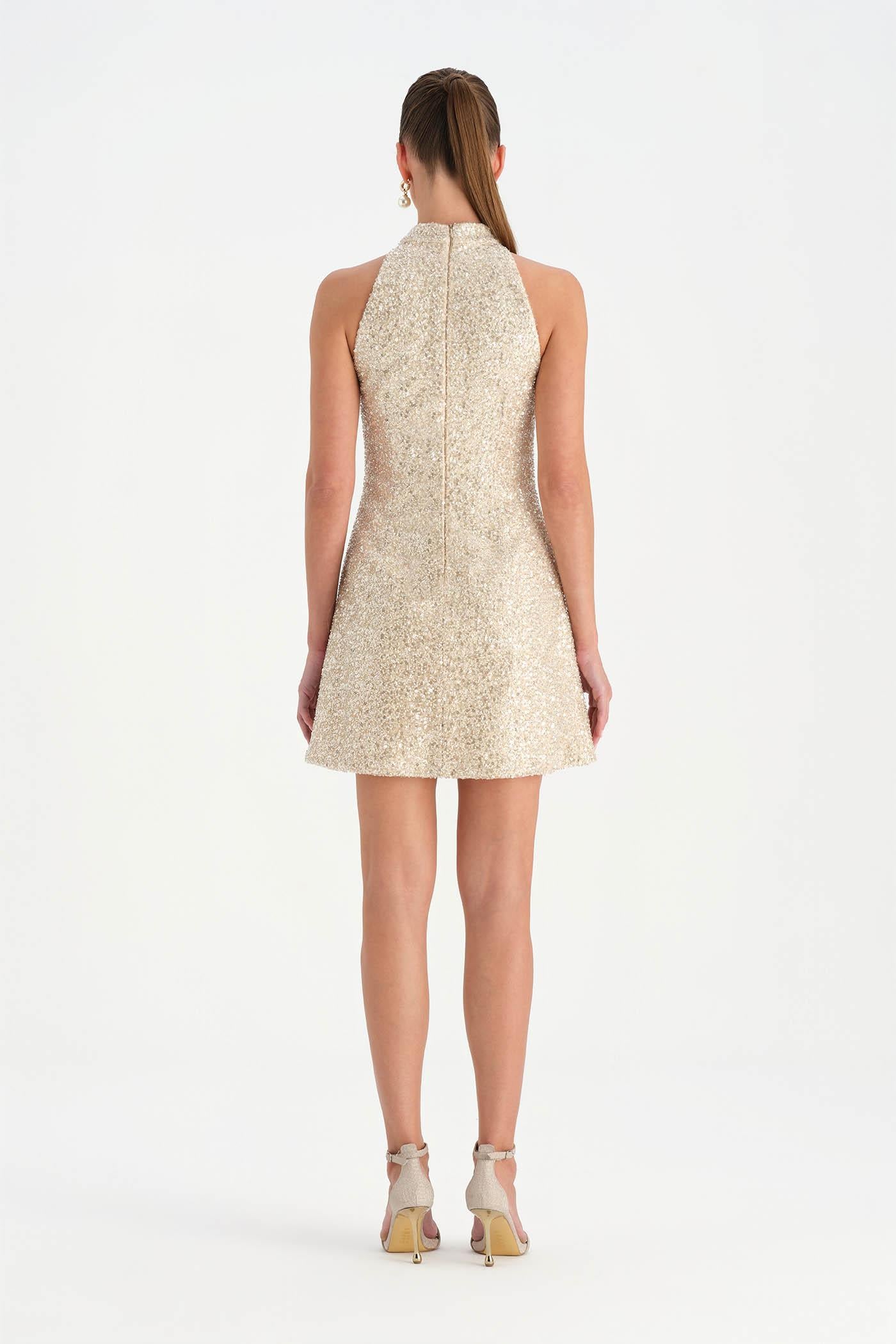 Halter Yaka Mini Abiye Elbise - 26061C