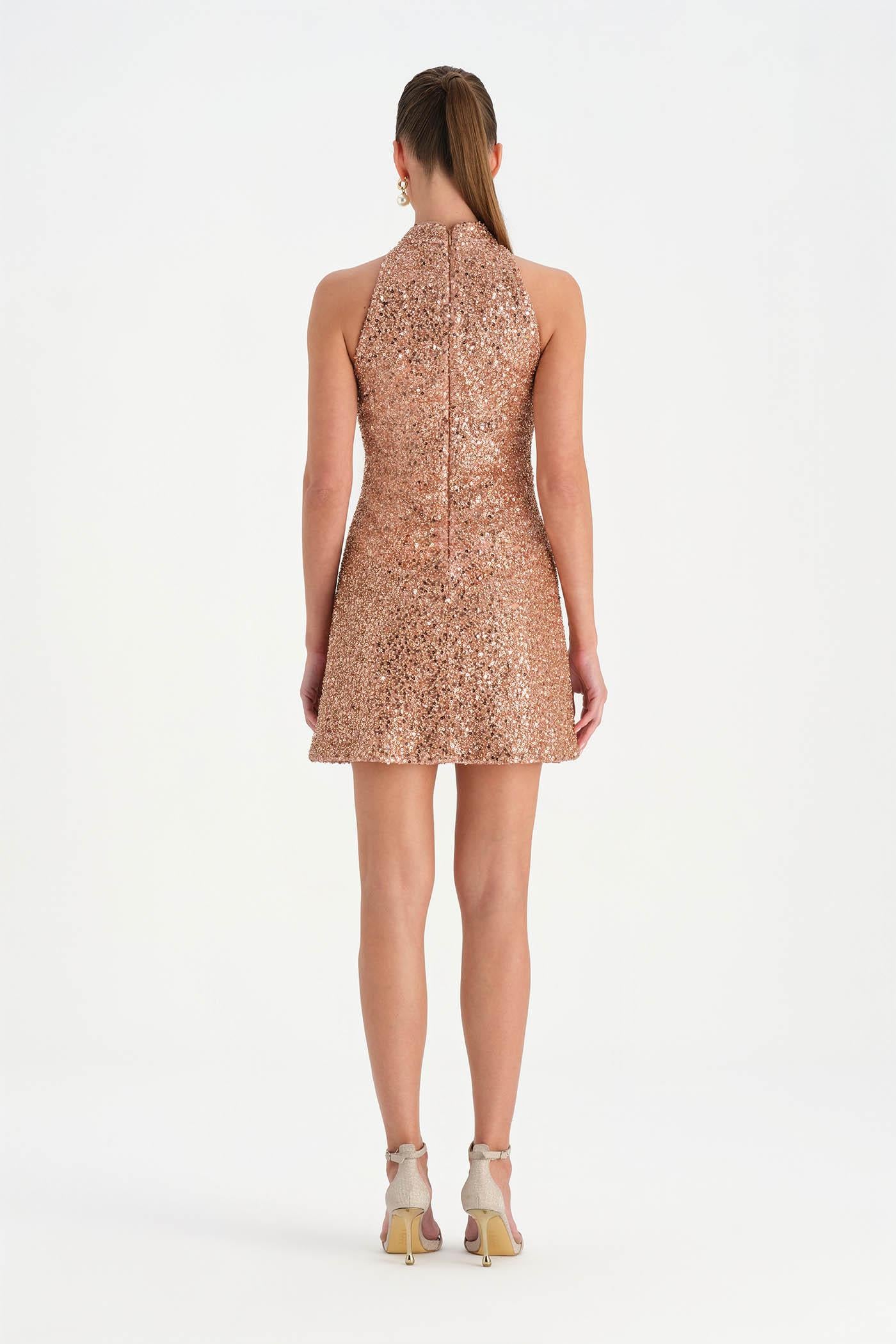 Halter Yaka Mini Abiye Elbise - 26061C