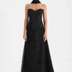 Corseted Stone Embroidered Evening Dress with Shawl - 26060C