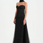 Corseted Stone Embroidered Evening Dress with Shawl - 26060C