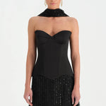 Corseted Stone Embroidered Evening Dress with Shawl - 26060C