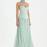 Corseted Stone Embroidered Evening Dress with Shawl - 26060C