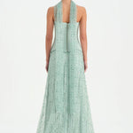 Corseted Stone Embroidered Evening Dress with Shawl - 26060C