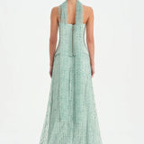 Corseted Stone Embroidered Evening Dress with Shawl - 26060C