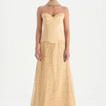 Corseted Stone Embroidered Evening Dress with Shawl - 26060C