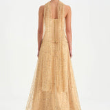 Corseted Stone Embroidered Evening Dress with Shawl - 26060C