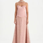 Corseted Stone Embroidered Evening Dress with Shawl - 26060C