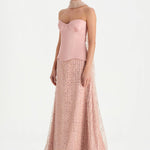Corseted Stone Embroidered Evening Dress with Shawl - 26060C