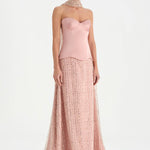 Corseted Stone Embroidered Evening Dress with Shawl - 26060C