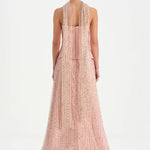 Corseted Stone Embroidered Evening Dress with Shawl - 26060C