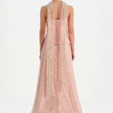 Corseted Stone Embroidered Evening Dress with Shawl - 26060C