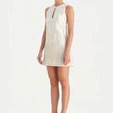 Taş İşlemeli Kısa Abiye Elbise - 26069C