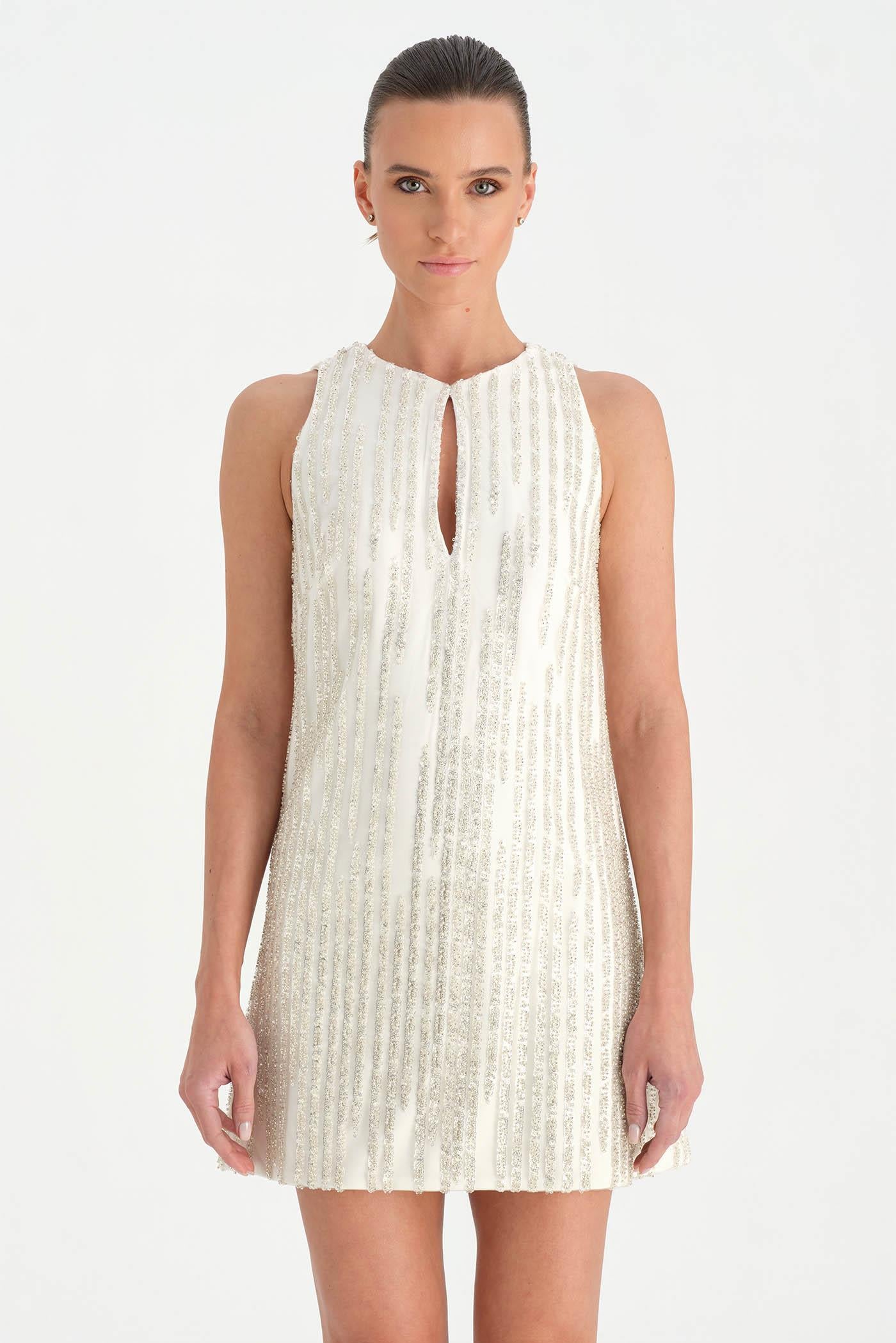 Taş İşlemeli Kısa Abiye Elbise - 26069C