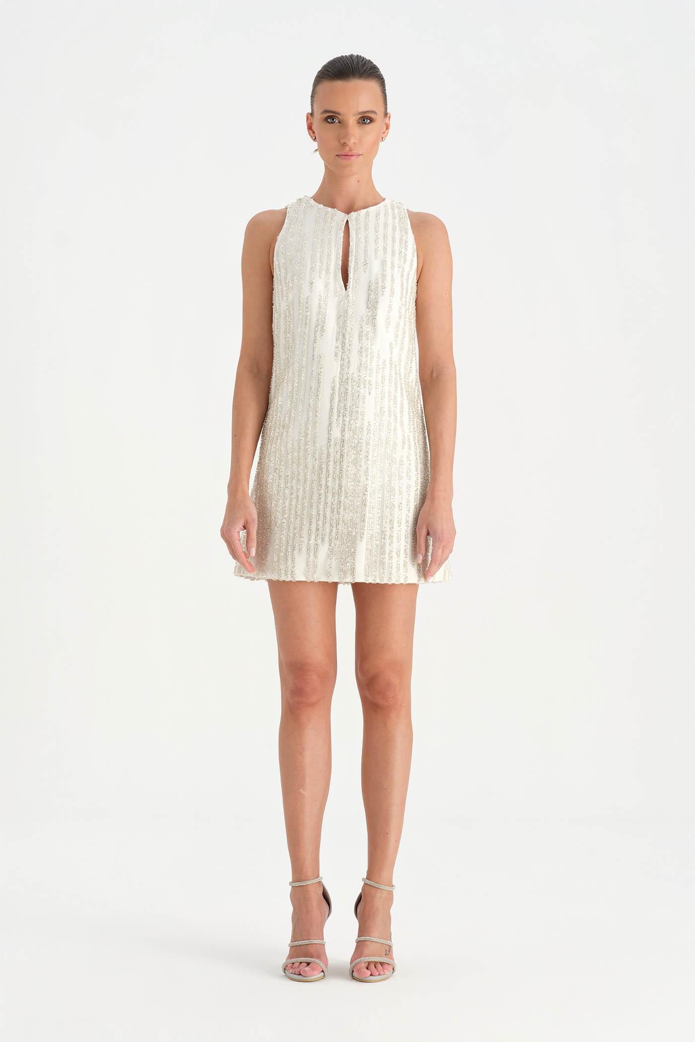 Taş İşlemeli Kısa Abiye Elbise - 26069C