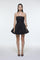 İşlemeli Kumaş Straplez Mini Abiye Elbise - 9318C