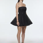 Embroidered Fabric Strapless Mini Evening Dress - 9318C