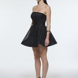 Embroidered Fabric Strapless Mini Evening Dress - 9318C