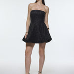 Embroidered Fabric Strapless Mini Evening Dress - 9318C