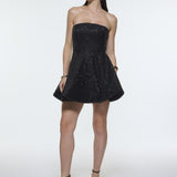 Embroidered Fabric Strapless Mini Evening Dress - 9318C