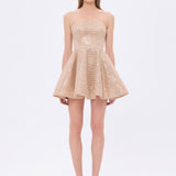 Embroidered Fabric Strapless Mini Evening Dress - 9318C