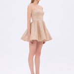 Embroidered Fabric Strapless Mini Evening Dress - 9318C
