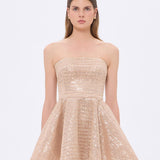 Embroidered Fabric Strapless Mini Evening Dress - 9318C