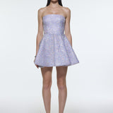 Embroidered Fabric Strapless Mini Evening Dress - 9318C