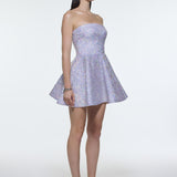 Embroidered Fabric Strapless Mini Evening Dress - 9318C