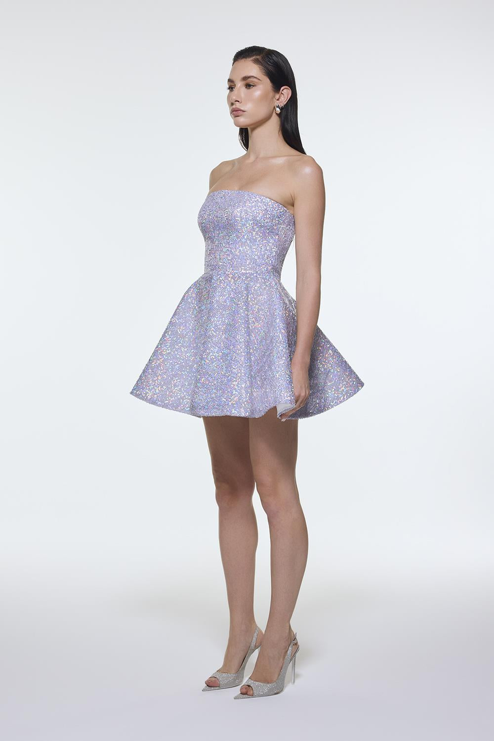 Embroidered Fabric Strapless Mini Evening Dress - 9318C