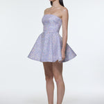Embroidered Fabric Strapless Mini Evening Dress - 9318C
