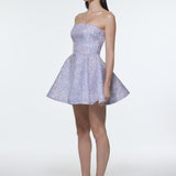 Embroidered Fabric Strapless Mini Evening Dress - 9318C
