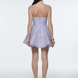 Embroidered Fabric Strapless Mini Evening Dress - 9318C