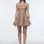 Embroidered Fabric Strapless Mini Evening Dress - 9318C