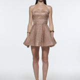 Embroidered Fabric Strapless Mini Evening Dress - 9318C