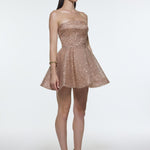 Embroidered Fabric Strapless Mini Evening Dress - 9318C