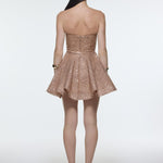 Embroidered Fabric Strapless Mini Evening Dress - 9318C