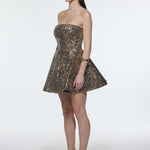 Embroidered Fabric Strapless Mini Evening Dress - 9318C
