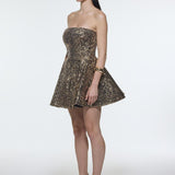 Embroidered Fabric Strapless Mini Evening Dress - 9318C