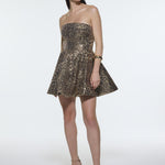 Embroidered Fabric Strapless Mini Evening Dress - 9318C